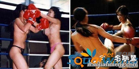 泰国地下女子裸体拳击 露出双乳仅穿内裤进行搏斗