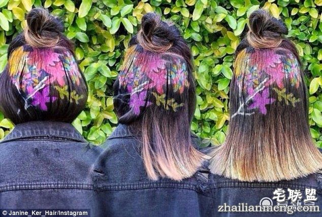 发型师逆天了 头发可染成各种图案 来个波点头!