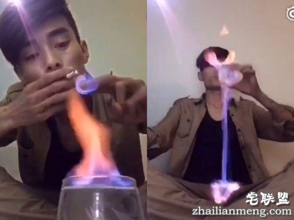 瞎嘚瑟!小伙喝火酒手滑撒到裤裆上瞬间起火上演“火烤小鸟”