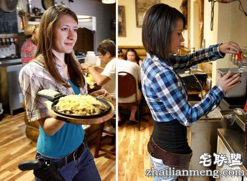 美国一餐厅女店员全都配枪上班