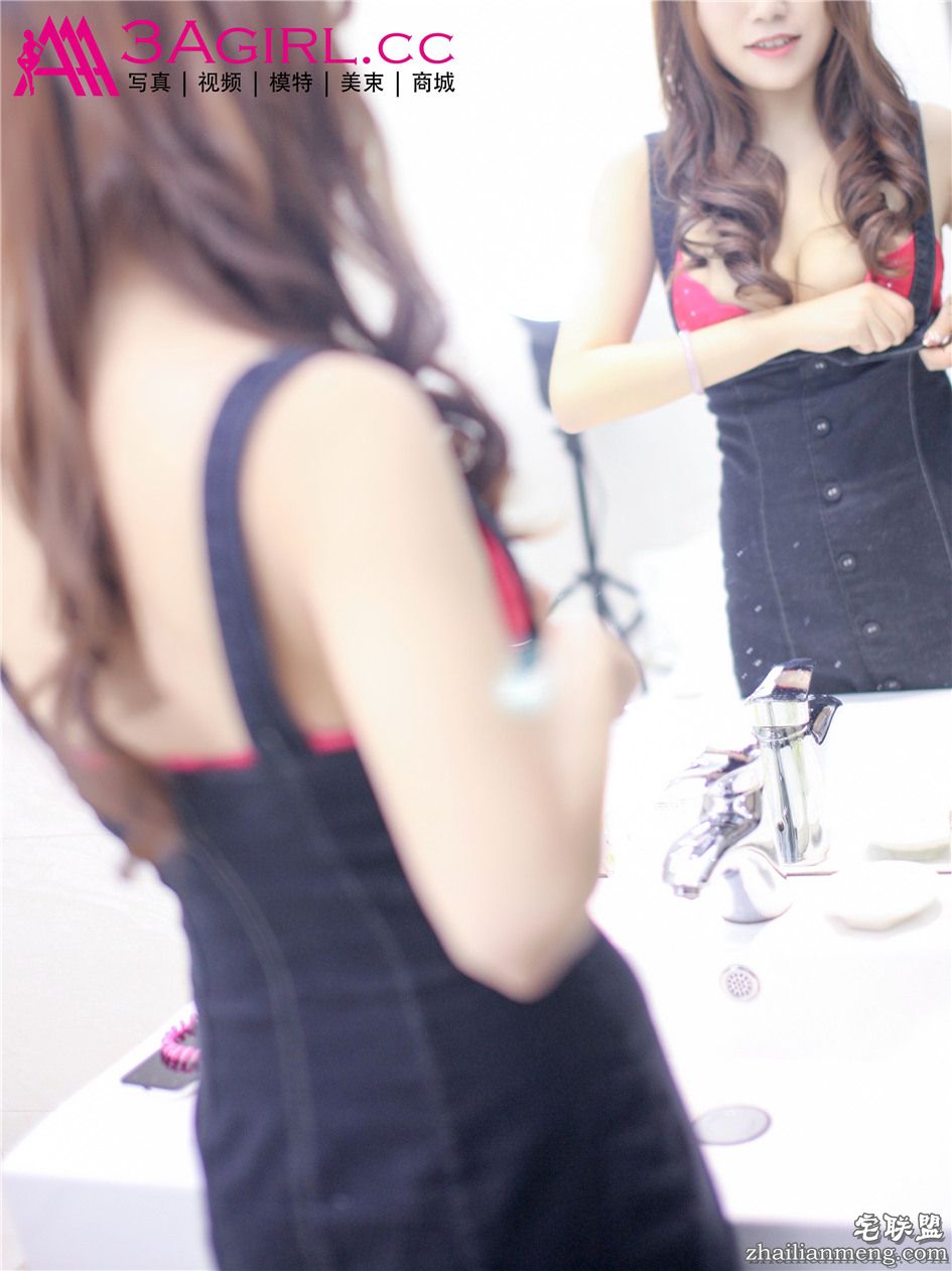 [3Agirl] 大卷发美女紫玉吊带牛仔裙酥胸呼之欲出写真 No.576第7张