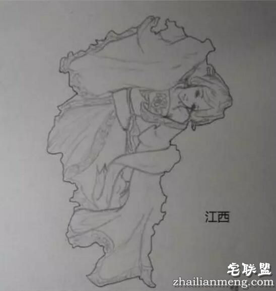 中国地图竟然是一个大美女