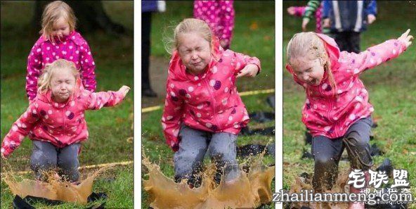 英国举行跳水坑比赛 各地的萌娃们都前来参赛 第1张图片