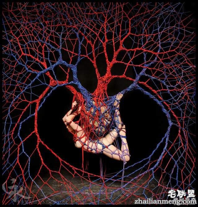 捆绑艺术家用绳索绑出超美一幅画