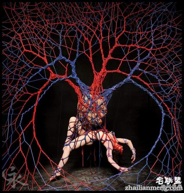 捆绑艺术家用绳索绑出超美一幅画