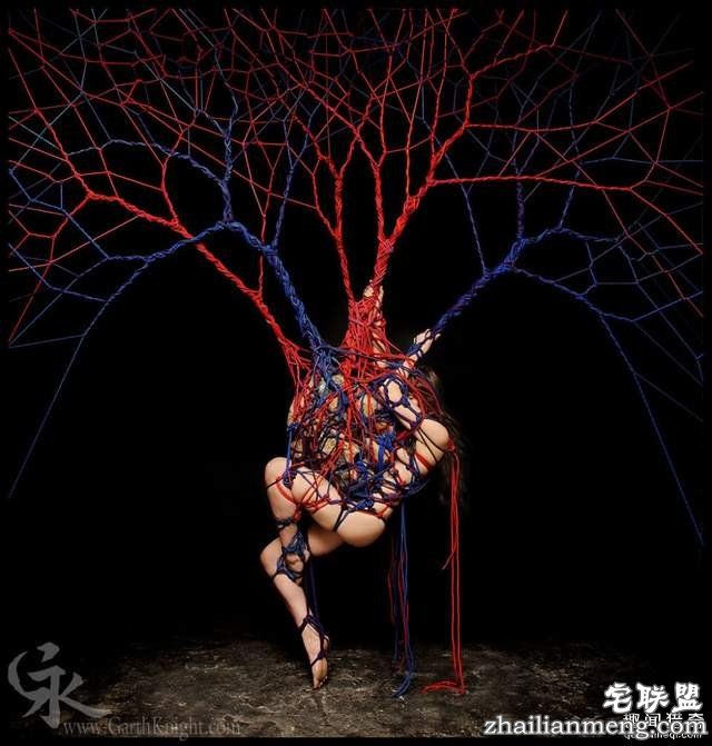 捆绑艺术家用绳索绑出超美一幅画