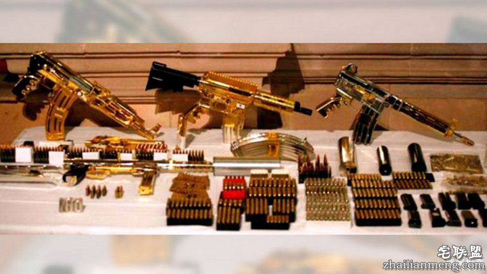 收藏的古董黄金手枪中的一部分