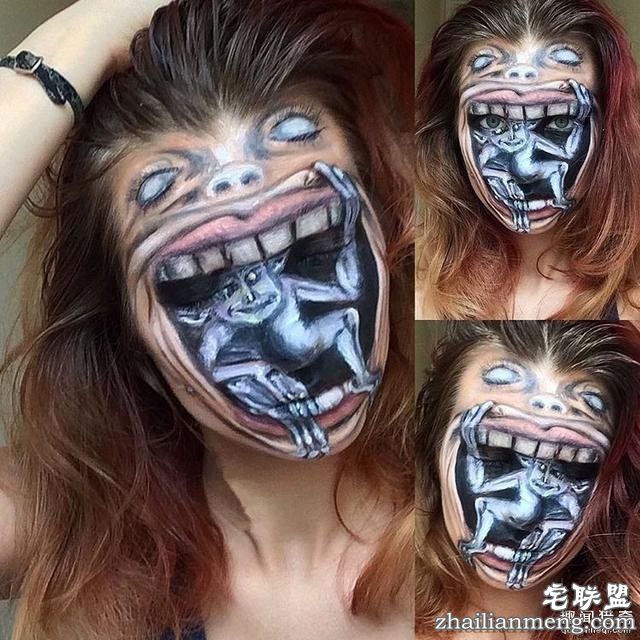 19岁女孩展示自己的恐怖妆容,她素颜让人意外