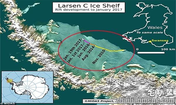 南极现一巨大冰裂谷，解体后海平面将上升10厘米
