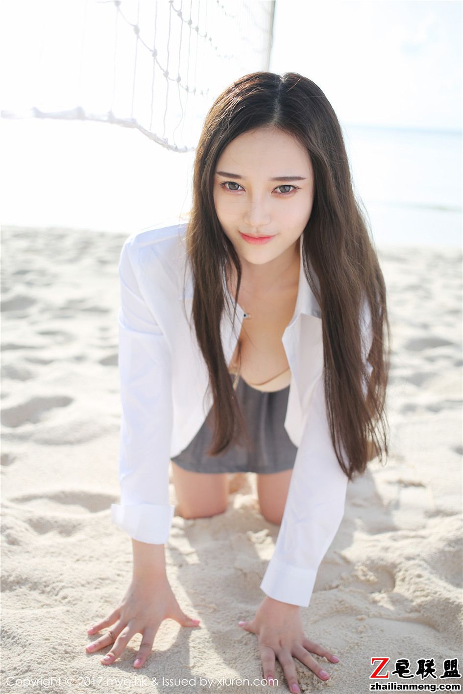 [美媛馆] 海滩白衬衫美女唐琪儿il深乳沟诱惑 Vol.290第7张