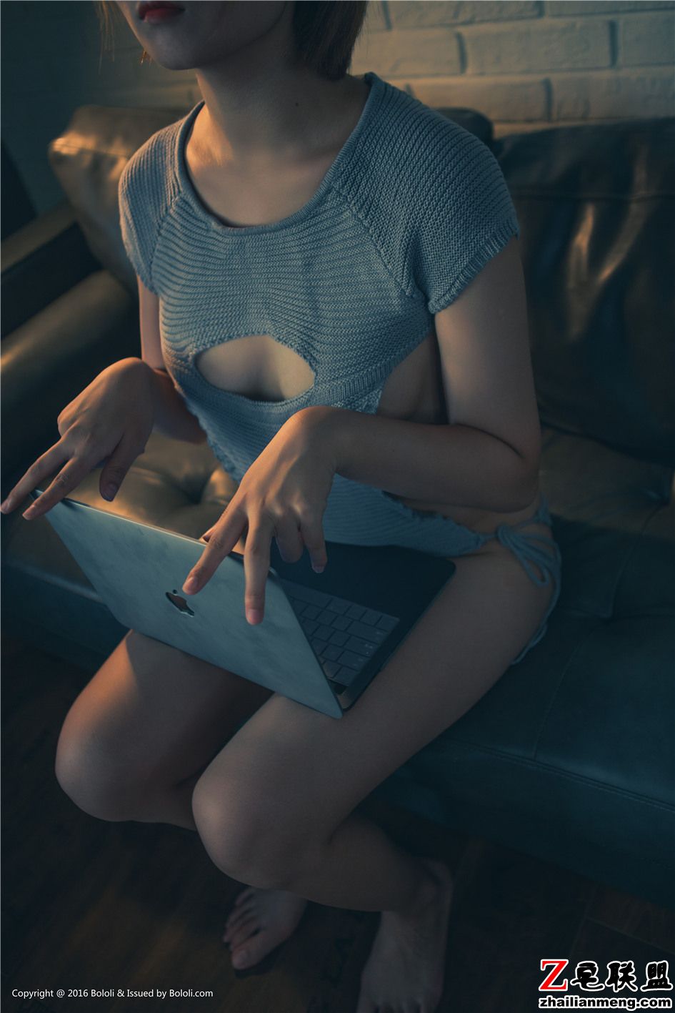 [波萝社] 短发翘臀美女黒黑个性写真图片 VOL.184第6张